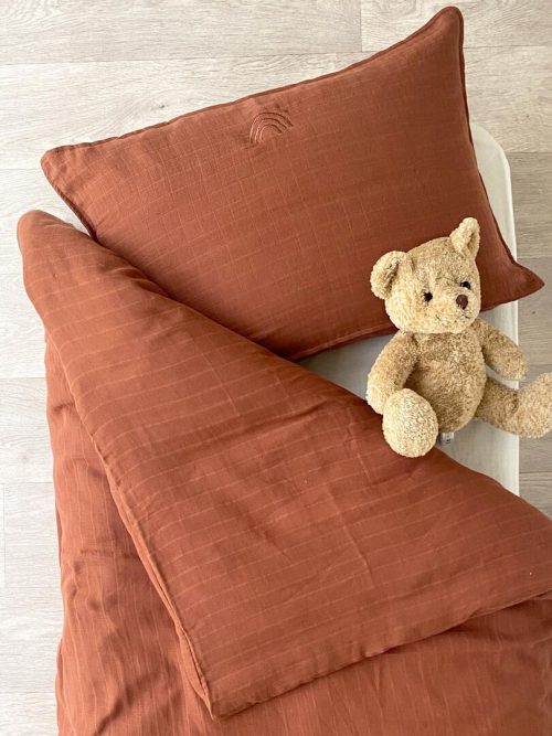 Parure housse de couette 100X140 coton bio uni gaze de coton bio tonka revendeur LITTLE CREVETTE magasin pour enfant st pierre 97410 livraison 974 La Réunion