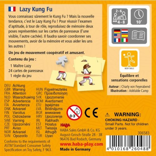 LAZY KUNG FU jeu coopératif jeu de société enfant revendeur officiel HABA à la réunion 974 livraison toute l'ile magasin de jouets en bois à st pierre 97410