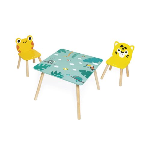 Table et 2 chaises TROPIK table en bois pour dessiner mobilier enfant JANOD magasin de jouets à st pierre 97410 livraison la Réunion 974