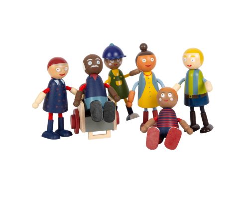 Famille de poupée souples avec fauteuil roulant EN BOIS boutique de jouets pour enfants saint pierre 97410 reunion livraison 974