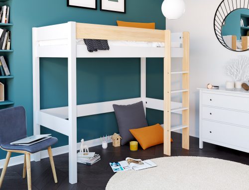 Lit mezzanine WOODY bois massif magasin de mobilier enfant chambre d'enfant à st pierre 97410 livraison LA REUNION 974