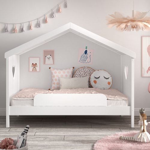 Lit Cabane ROMANCE 90x200 cm lit pour enfant original saint pierre ile de la reunion lit de princesse cabane pour fille 974 avec tiroir et barrière de lit sécurité