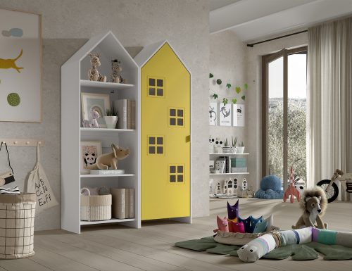 Armoire modulable et bibliothèque avec une porte de couleur pour chambre bébé et enfant décoration de chambre et mobilier saint pierre reunion 974 livraison à domicile BLEU