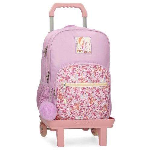 Sac à dos à roulettes pour école primaire cartable de qualité boutique pour enfant saint pierre ILE DE LA REUNION rentrée des classes écoles livraison 974 PEPE JEANS SANDRA FLOWER fille