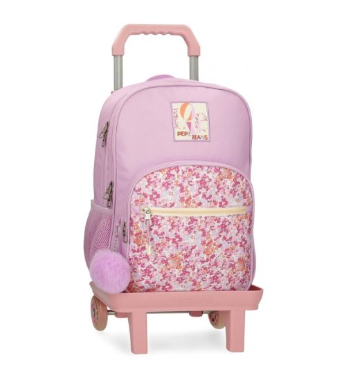 Sac à dos à roulettes pour école primaire cartable de qualité boutique pour enfant saint pierre ILE DE LA REUNION rentrée des classes écoles livraison 974 PEPE JEANS SANDRA FLOWER fille