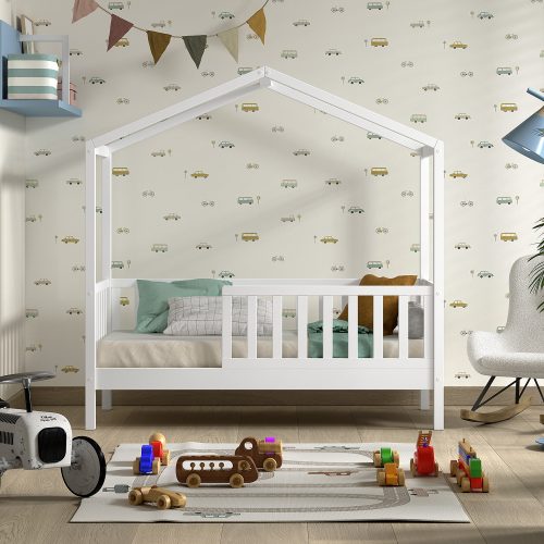 lit cabane en bois blanc 70X140 lit jeune enfant magasin de mobiliers enfants à st pierre 97410 livraison LA REUNION 974