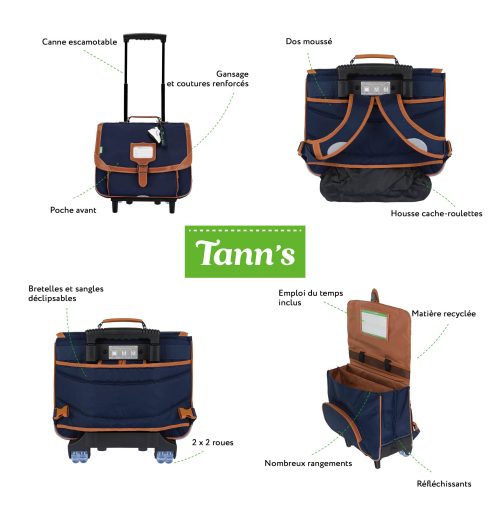 Cartable à roulettes trolley Tann's sac primaire magasin pour enfant bagagerie st pierre 97410 livraison 974 la réunion rentrée des classes de qualité pour enfant