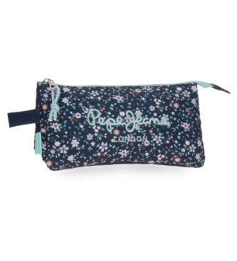 Trousse triple compartiment de qualité pour enfant boutique pour enfant saint pierre ILE DE LA REUNION rentrée des classes écoles livraison 974 FILLE blue Flowers pepe jeans