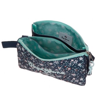 Trousse triple compartiment de qualité pour enfant boutique pour enfant saint pierre ILE DE LA REUNION rentrée des classes écoles livraison 974 FILLE blue Flowers pepe jeans