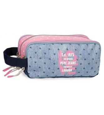 Trousse triple compartiment de qualité pour enfant boutique pour enfant saint pierre ILE DE LA REUNION rentrée des classes écoles livraison 974 FILLE ROSE BLEU JEANS