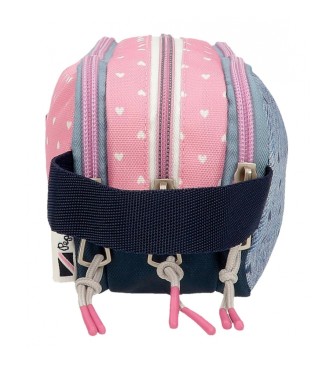 Trousse triple compartiment de qualité pour enfant boutique pour enfant saint pierre ILE DE LA REUNION rentrée des classes écoles livraison 974 FILLE ROSE BLEU JEANS