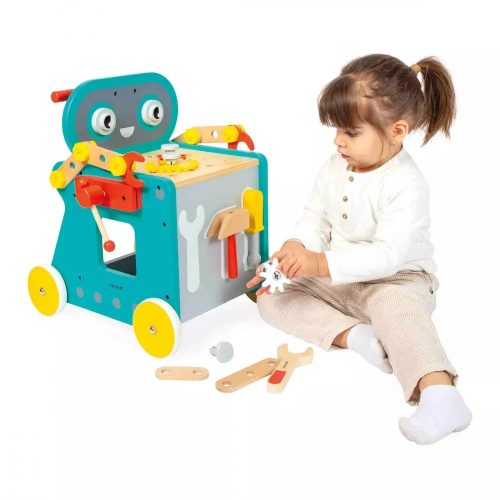 Chariot BRICO'KIDS ROBOTS chariot de marche jeu bricolage bébé marque Janod magasin de jouets en bois à st pierre 97410 livraison LA REUNION 974