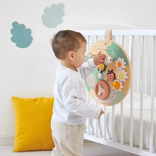 Panneau d'activité SWEET COCOON jeu montessori motricité fine éveil bébé marque JANOD jouet en bois magasin de jouet saint pierre 97410 La Réunion 974