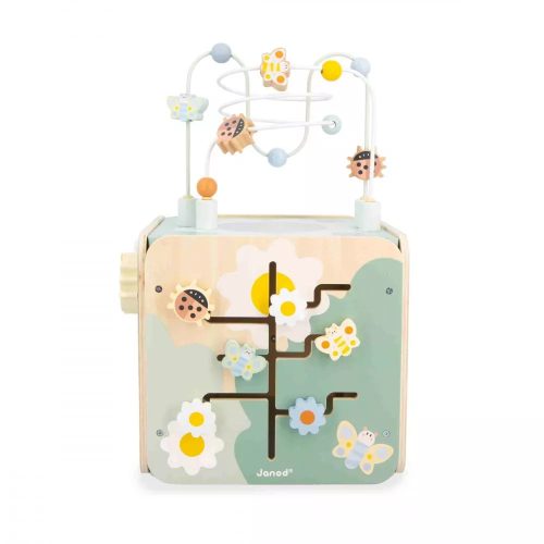 Maxi cube d'activité SWEET COCOON jeu montessori motricité fine éveil bébé marque JANOD jouet en bois magasin de jouet saint pierre 97410 La Réunion 974