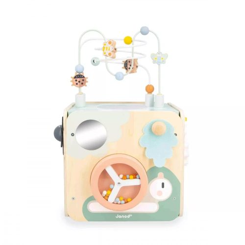 Maxi cube d'activité SWEET COCOON jeu montessori motricité fine éveil bébé marque JANOD jouet en bois magasin de jouet saint pierre 97410 La Réunion 974