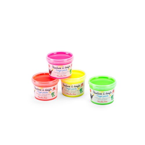 4 pots de peinture à doigts fluo LES SCHMOUKS loisir créatif enfant boutique jouets saint pierre ile la reunion livraison 974