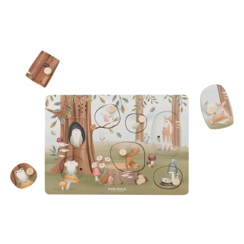 Puzzle Sonore en bois FOREST FRIENDS revendeur officiel LITTLE DUTCH saint pierre boutique de jouets enfant bébé ile de la reunion livraison 974