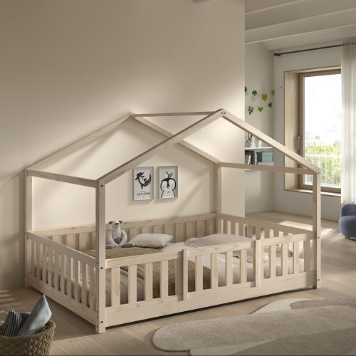 Lit Cabane Montessori 140x200 avec barrières BOIS boutique de meuble et mobilier pour enfants et adolescents de qualité et fabriqué en France ile de la reunion France métropolitaine 974