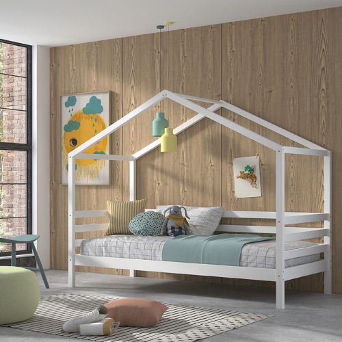 lit cabane en bois blanc JULES lit enfant bois massif magasin de mobiliers à st pierre 97410 livraison la réunion 974