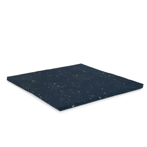 Matelas de sol en coton bio pliable GOLD STELLA NIGHT BLUE décoration pour chambre bébé et enfant ILE DE LA REUNION 974