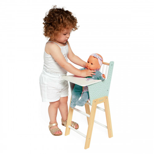 Chaise haute poupon - Accessoire mobilier pour poupée en bois