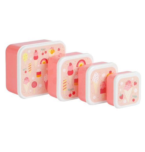 Lot de 4 boites à goûter Crème glacée boite à déjeuner lunch box rentrée des classes magasin enfant st pierre 97410 livraison la Réunion 974