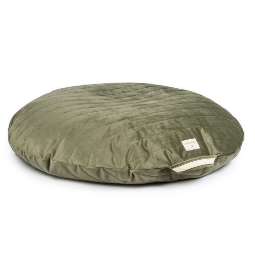 Pouf Sahara velours olive green coton bio revendeur NOBODINOZ magasin puériculture à St pierre 97410 livraison LA REUNION 974