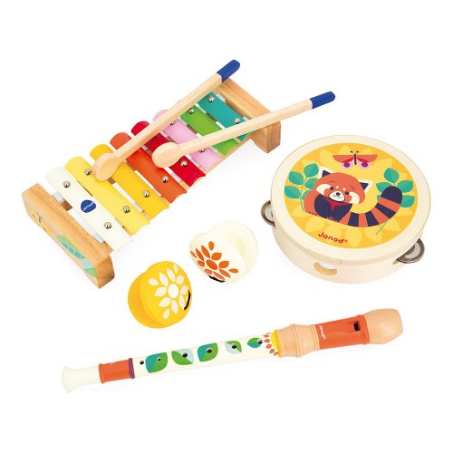 Set musical GIOIA xylophone tambourin flute instrument de musique enfant éveil musical revendeur officiel JANOD jouet en bois magasin de jouet saint pierre 97410 La Réunion 974